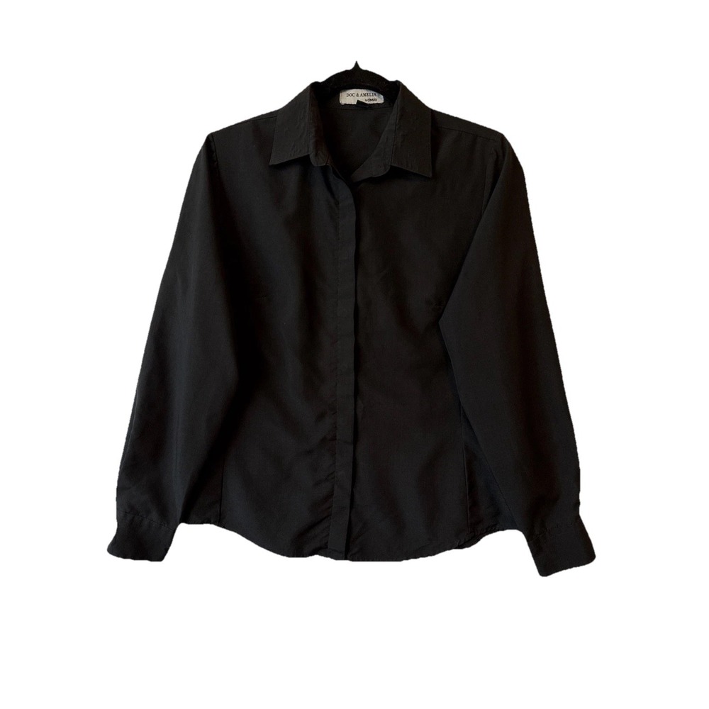 Doc & Amelia By Cintas Long Sleeve Tailored Button Up Black Shirt S Chic Capsule